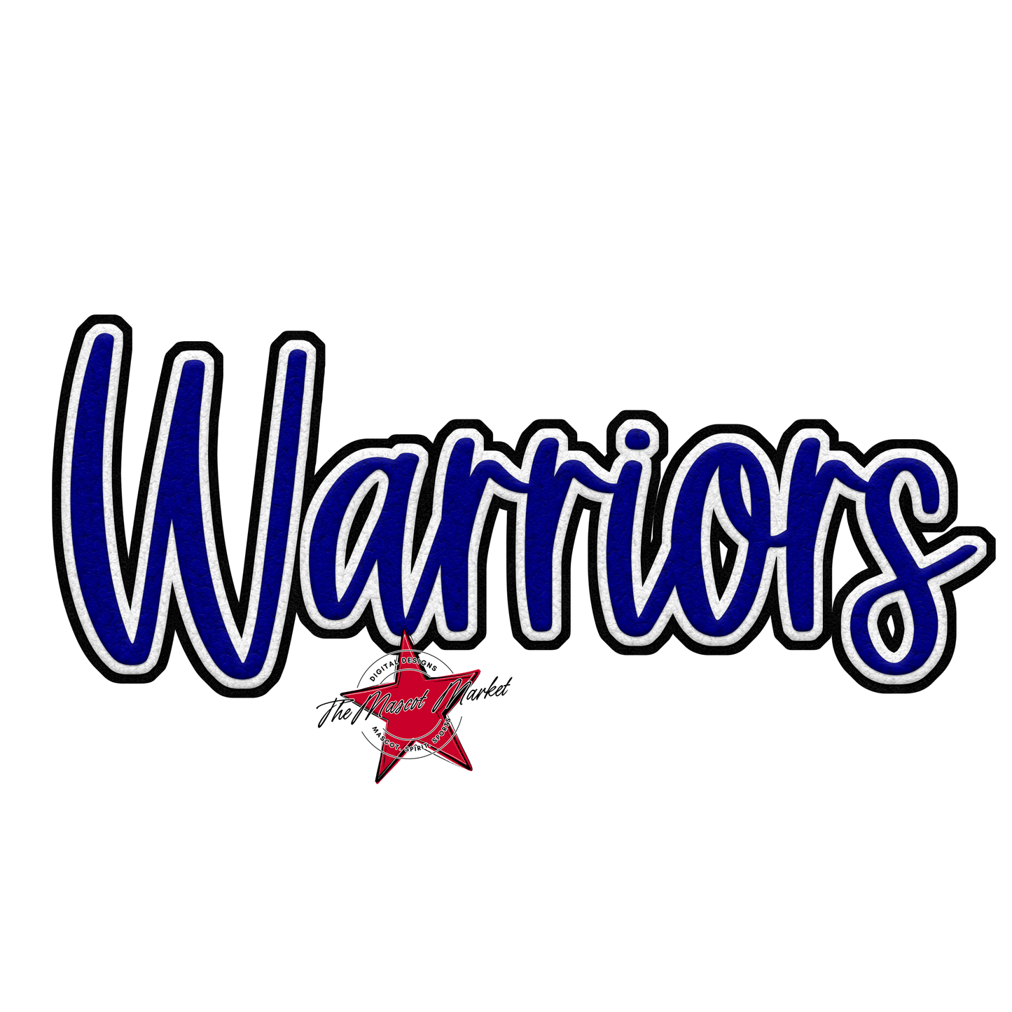 Warriors Faux Chenille Patch-Blue