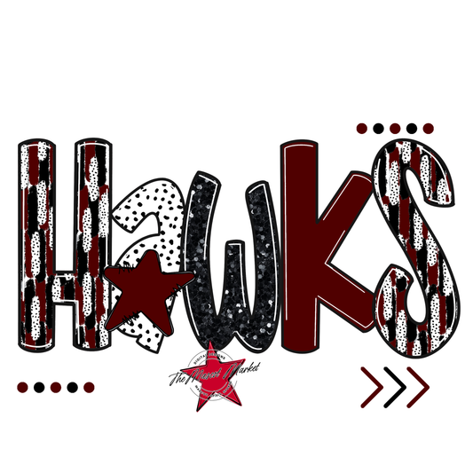 Hawks Brushstroke Alpha w Arrows-Maroon