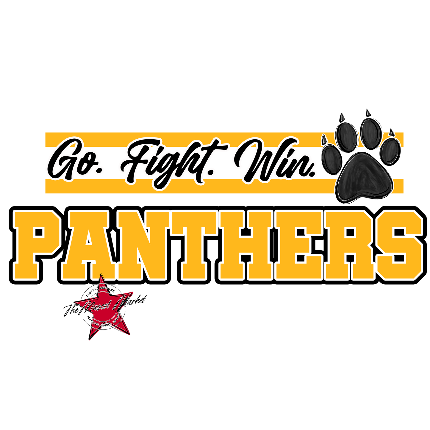 Panthers Go Fight Win Mascot Lines-Yellow