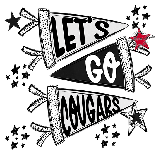 Cougars Let's Go Flag Design-Black