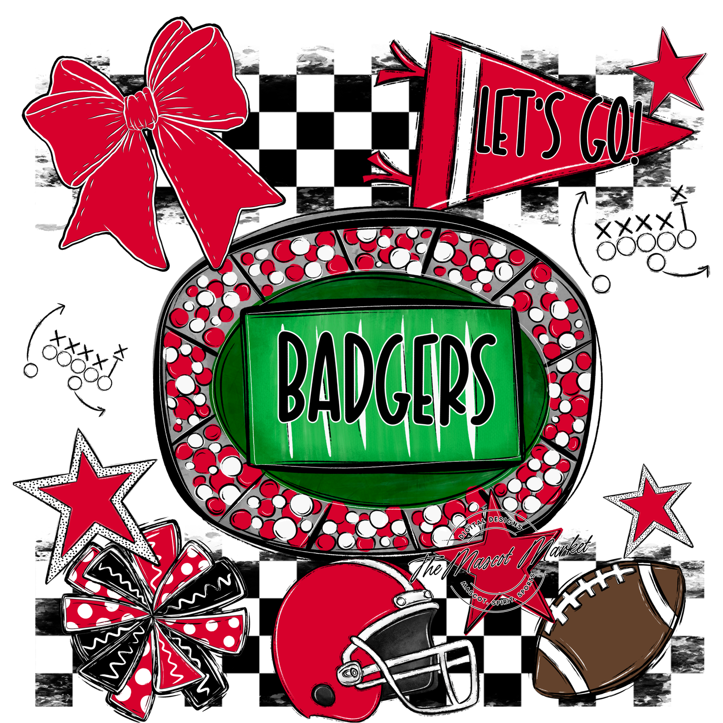 Badgers Checkers Spirit Design-Red