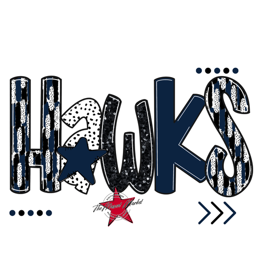 Hawks Brushstroke Alpha w Arrows-Navy