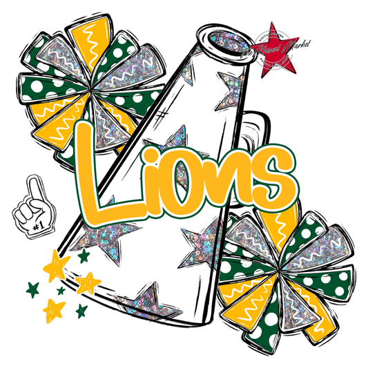 Lions Alpha Megaphone Design-Green-Yellow