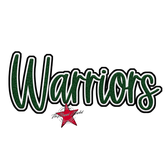 Warriors Faux Chenille Patch-Green