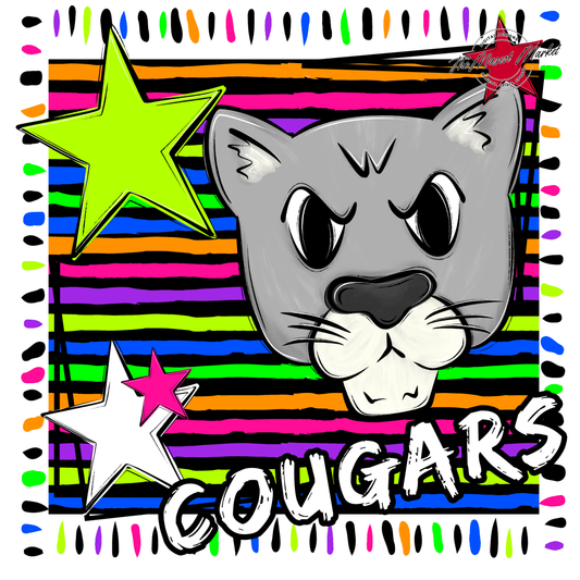 Cougars Mascot Frame-Neon Black
