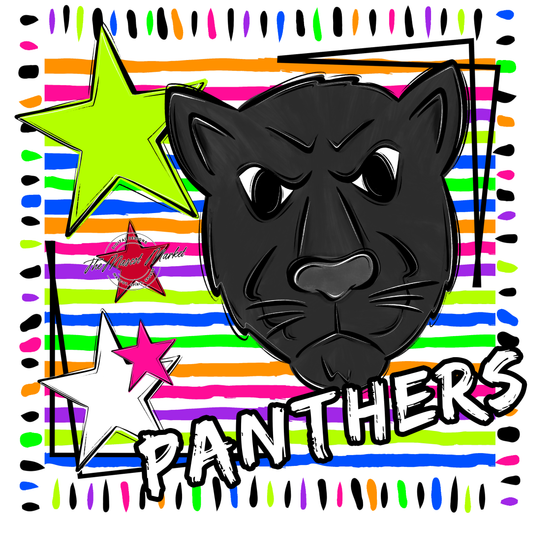 Panthers Mascot Frame-Neon White