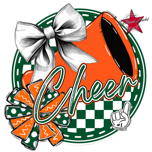 Cheer Circle Design-Green-Orange