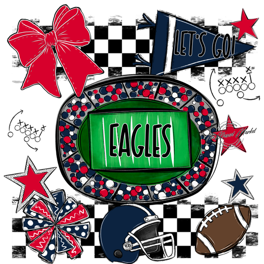 Eagles Checkers Spirit Design-Navy-Red