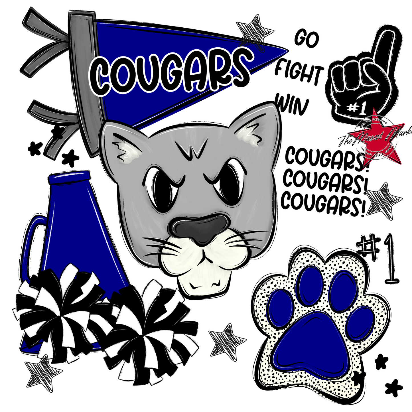 Cougars Spirit Design-Blue