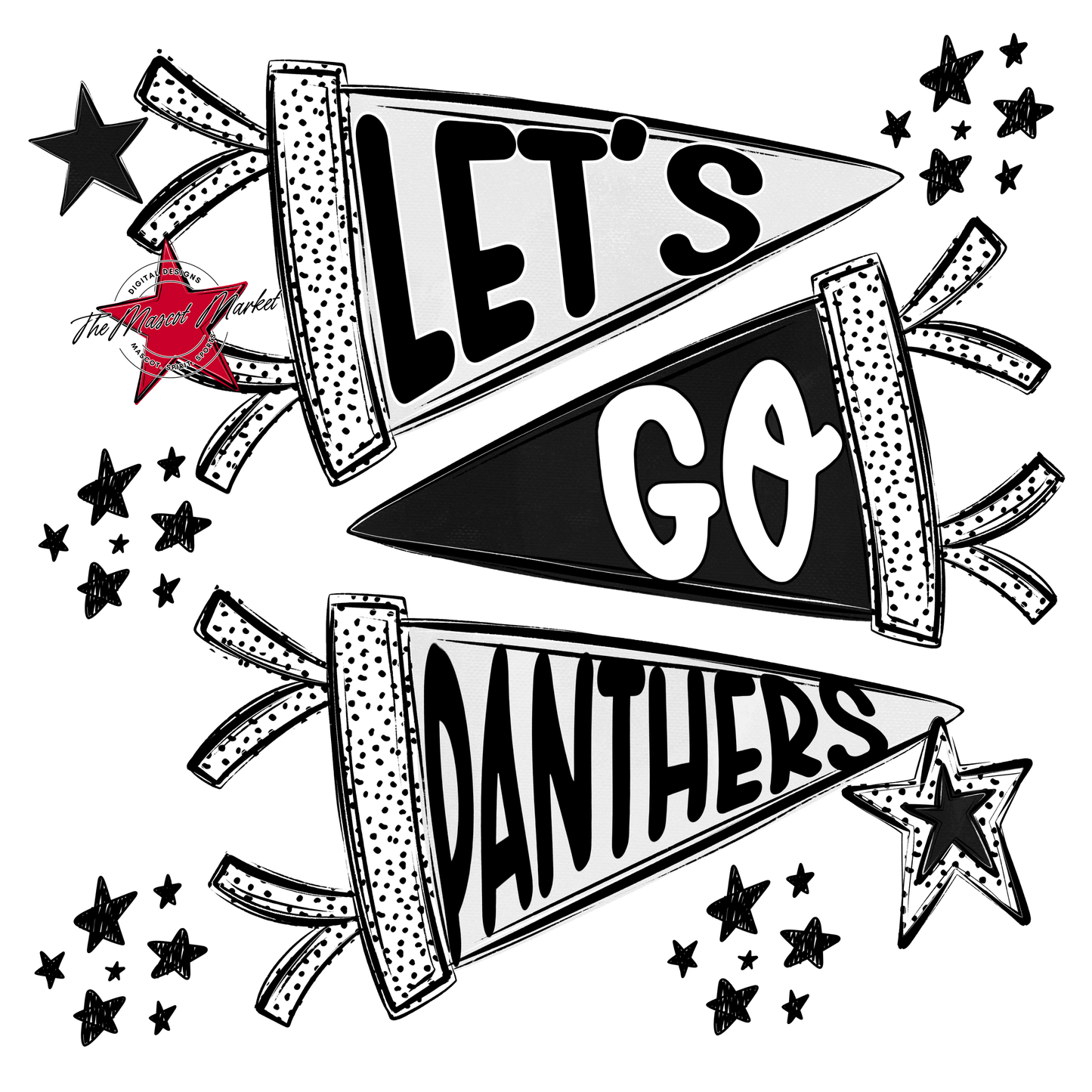 Panthers Let's Go Flag Design-Black