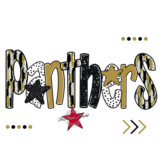 Panthers Brushstroke Alpha w Arrows-Gold