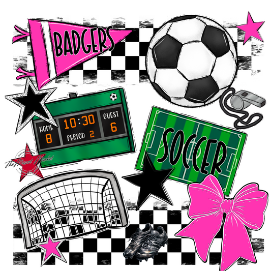 Badgers Soccer Checkers Design-Pink