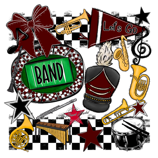 Band Checkers Spirit Design-Maroon