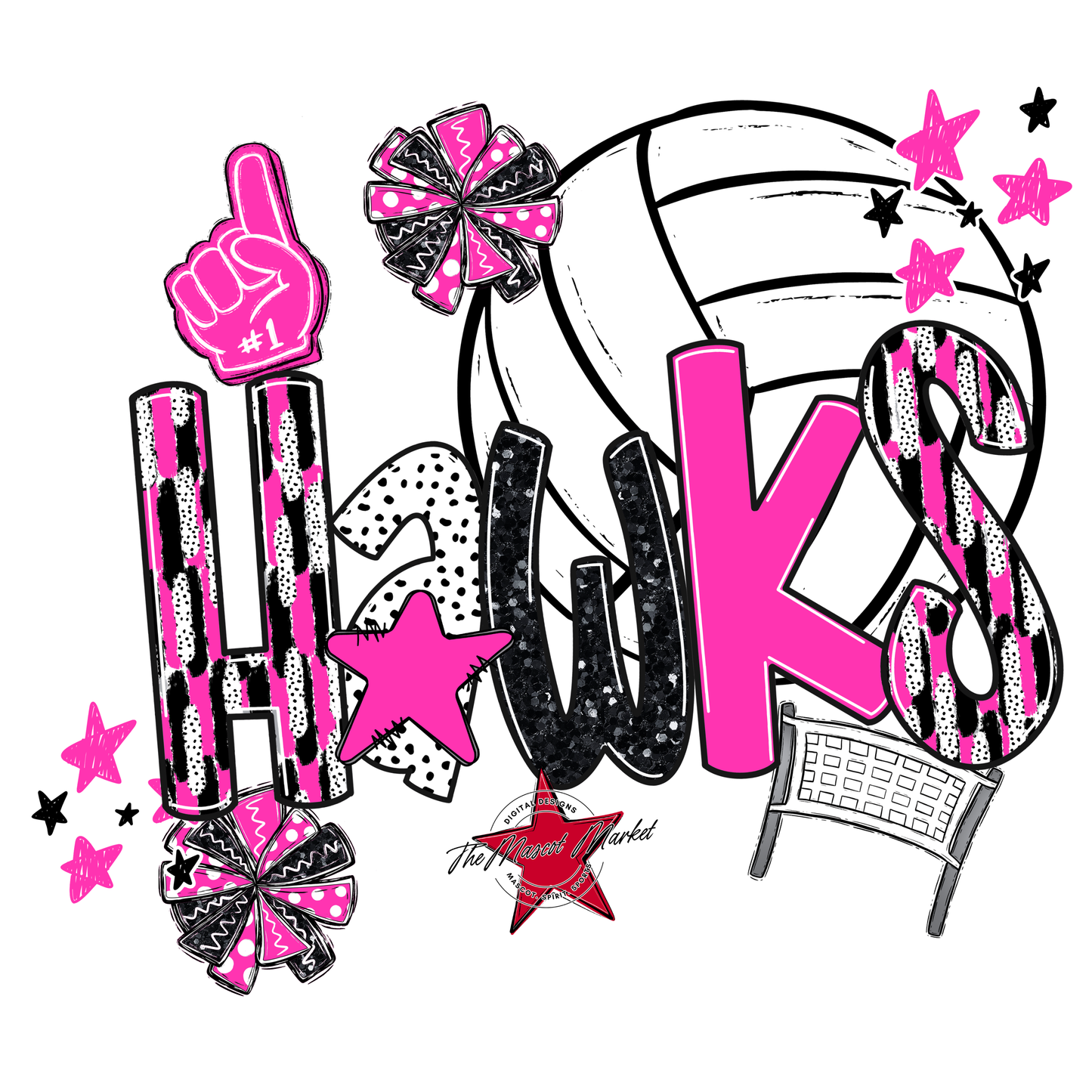 Hawks Volleyball Scrape-Pink