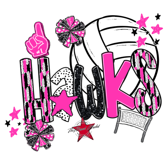 Hawks Volleyball Scrape-Pink
