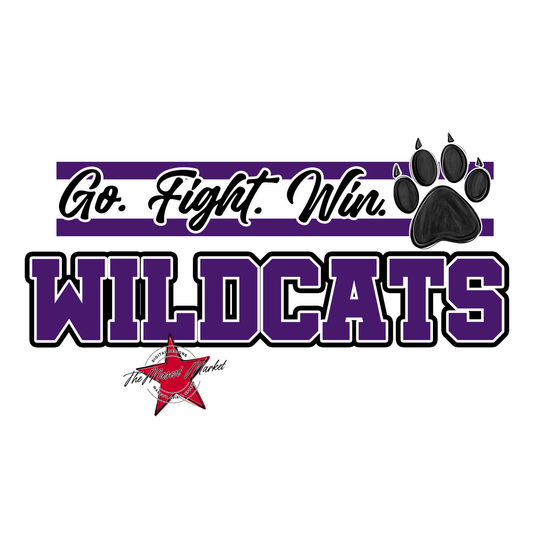 Wildcats Go Fight Win Mascot Lines-Purple
