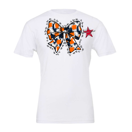 Go, Fight, Win, Splatter Bow Design-Navy-Orange