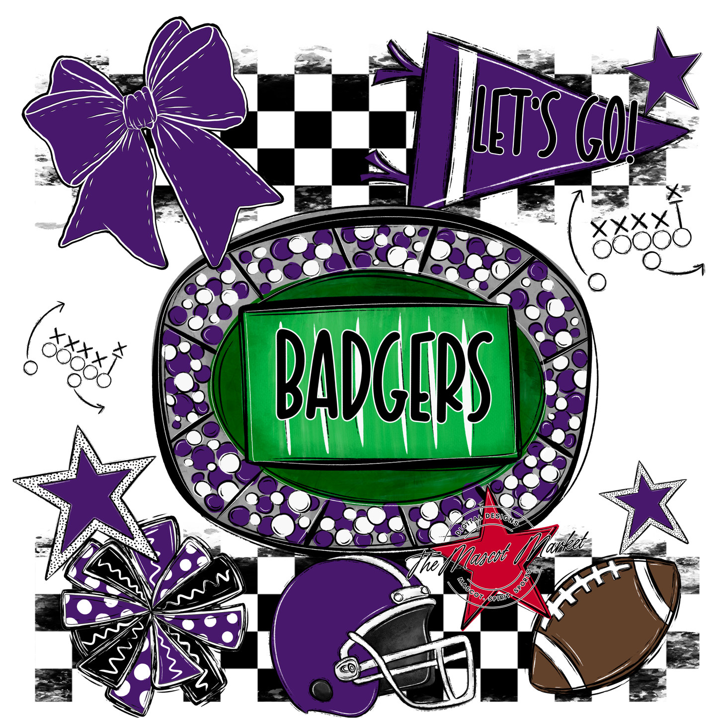 Badgers Checkers Spirit Design-Purple
