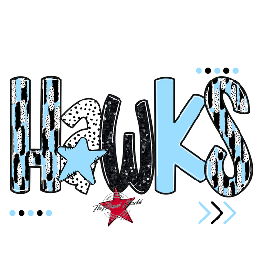 Hawks Brushstroke Alpha w Arrows-Columbia Blue