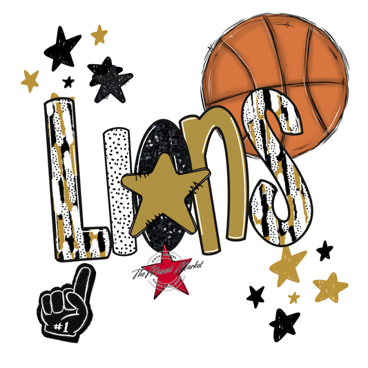 Lions Basketball Scrape-Gold