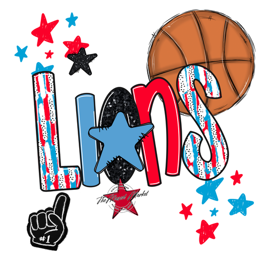 Lions Basketball Scrape-Carolina Blue-Red