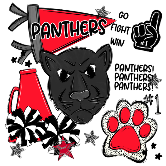 Panthers Spirit Design-Bright Red