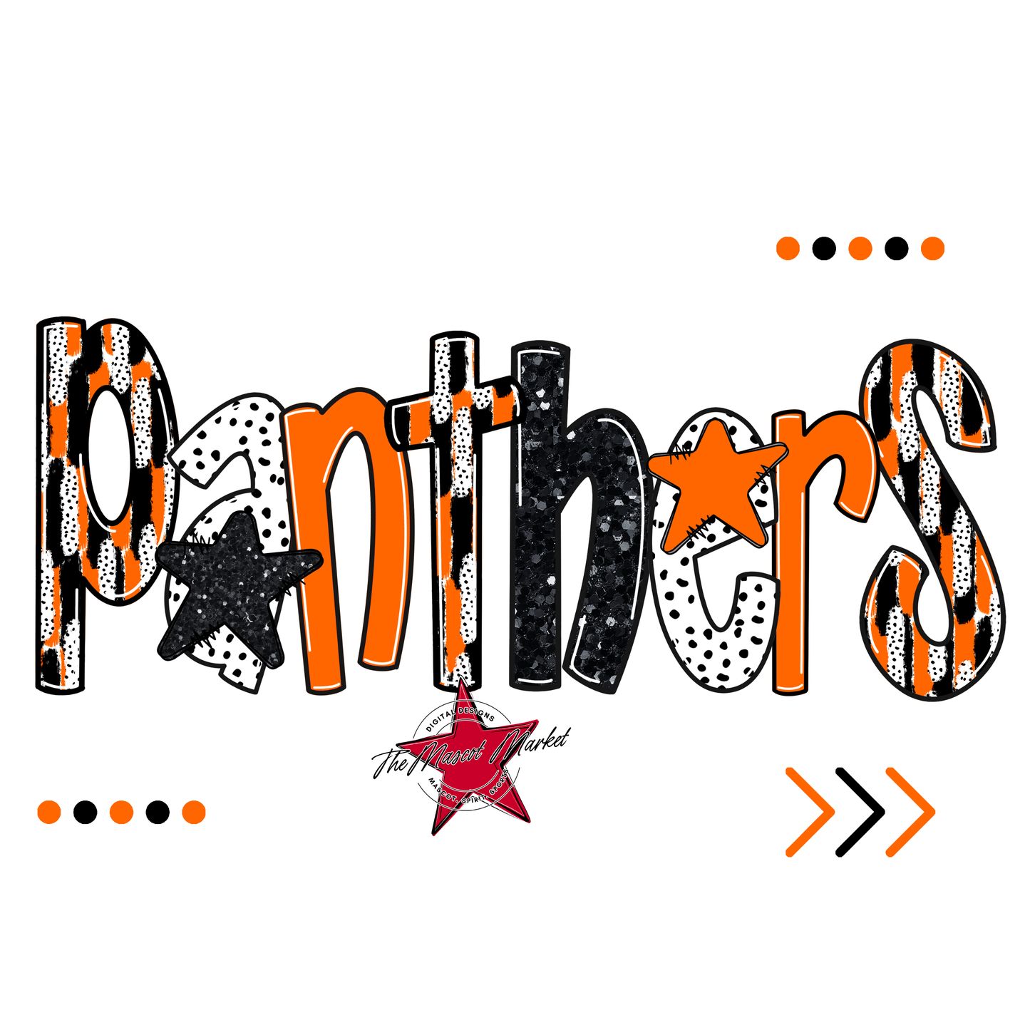 Panthers Brushstroke Alpha w Arrows-Orange