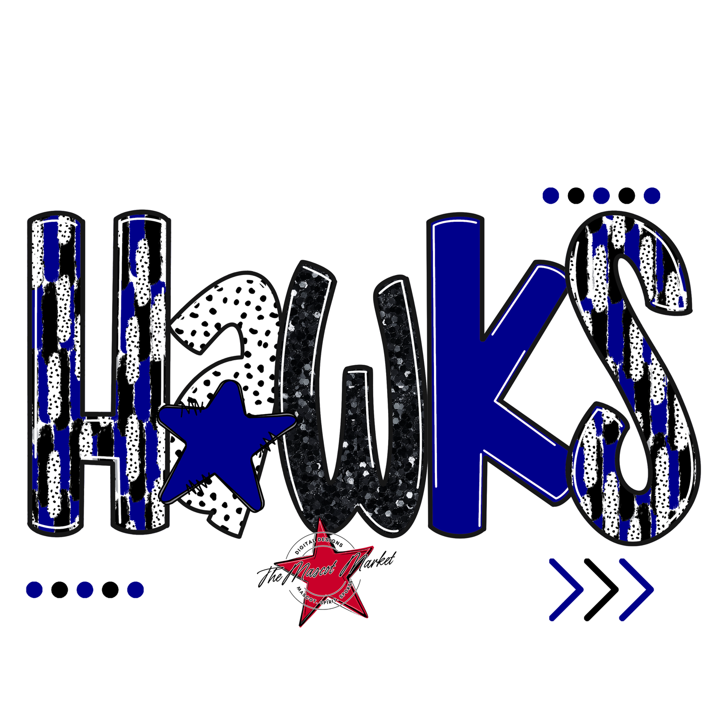 Hawks Brushstroke Alpha w Arrows-Blue