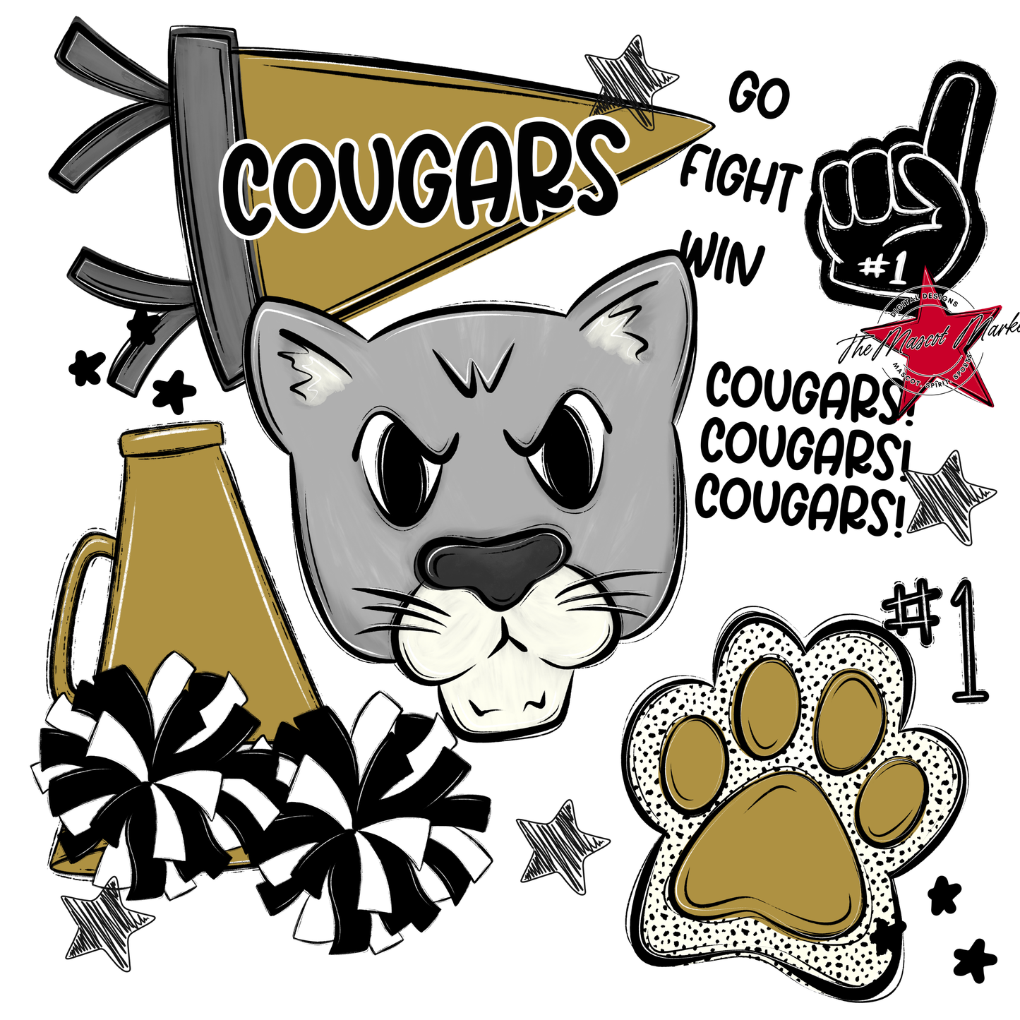 Cougars Spirit Design-Gold