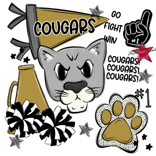 Cougars Spirit Design-Gold