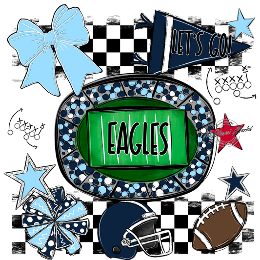 Eagles Checkers Spirit Design-Navy-Columbia Blue