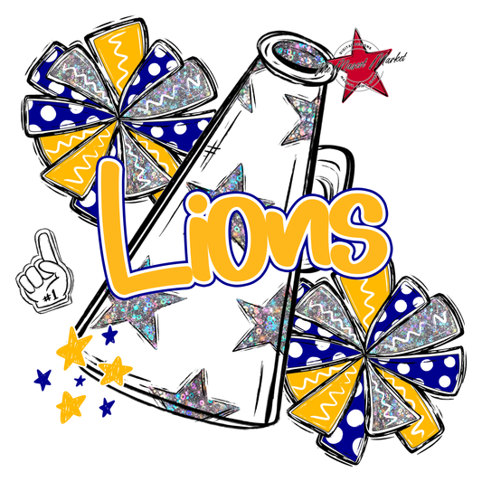 Lions Alpha Megaphone Design-Blue-Yellow