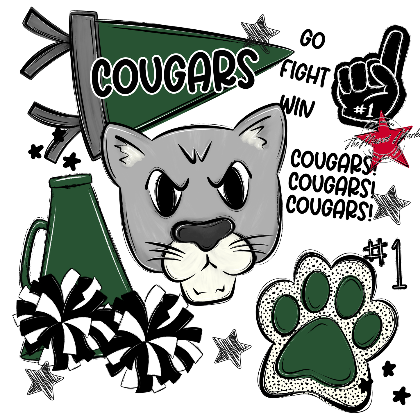 Cougars Spirit Design-Green