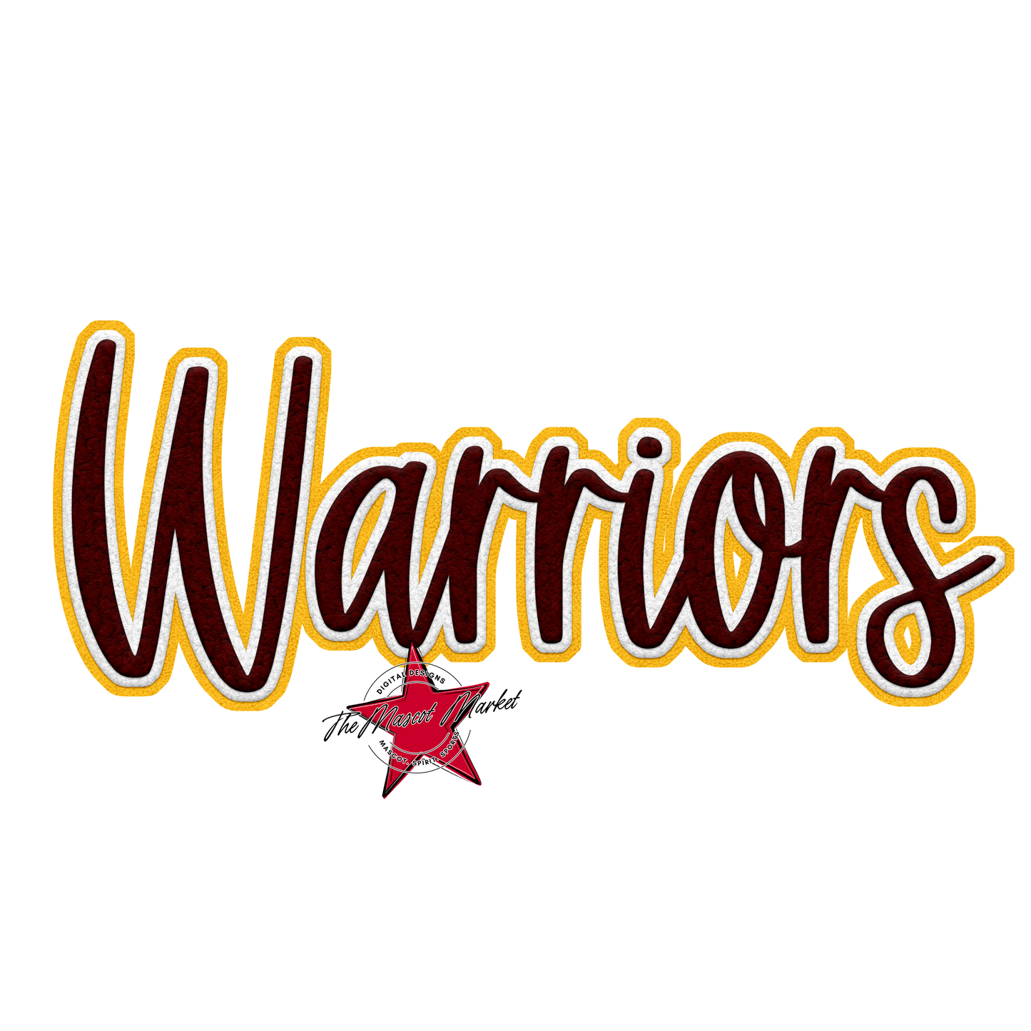 Warriors Faux Chenille Patch-Maroon-Yellow