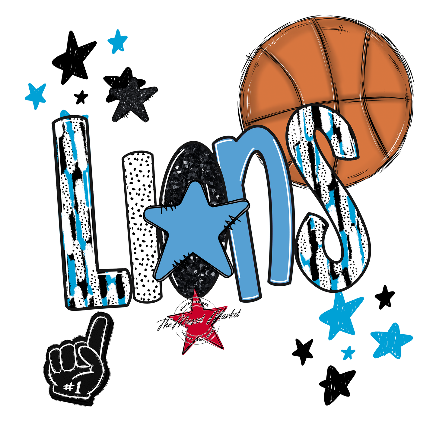 Lions Basketball Scrape-Carolina Blue