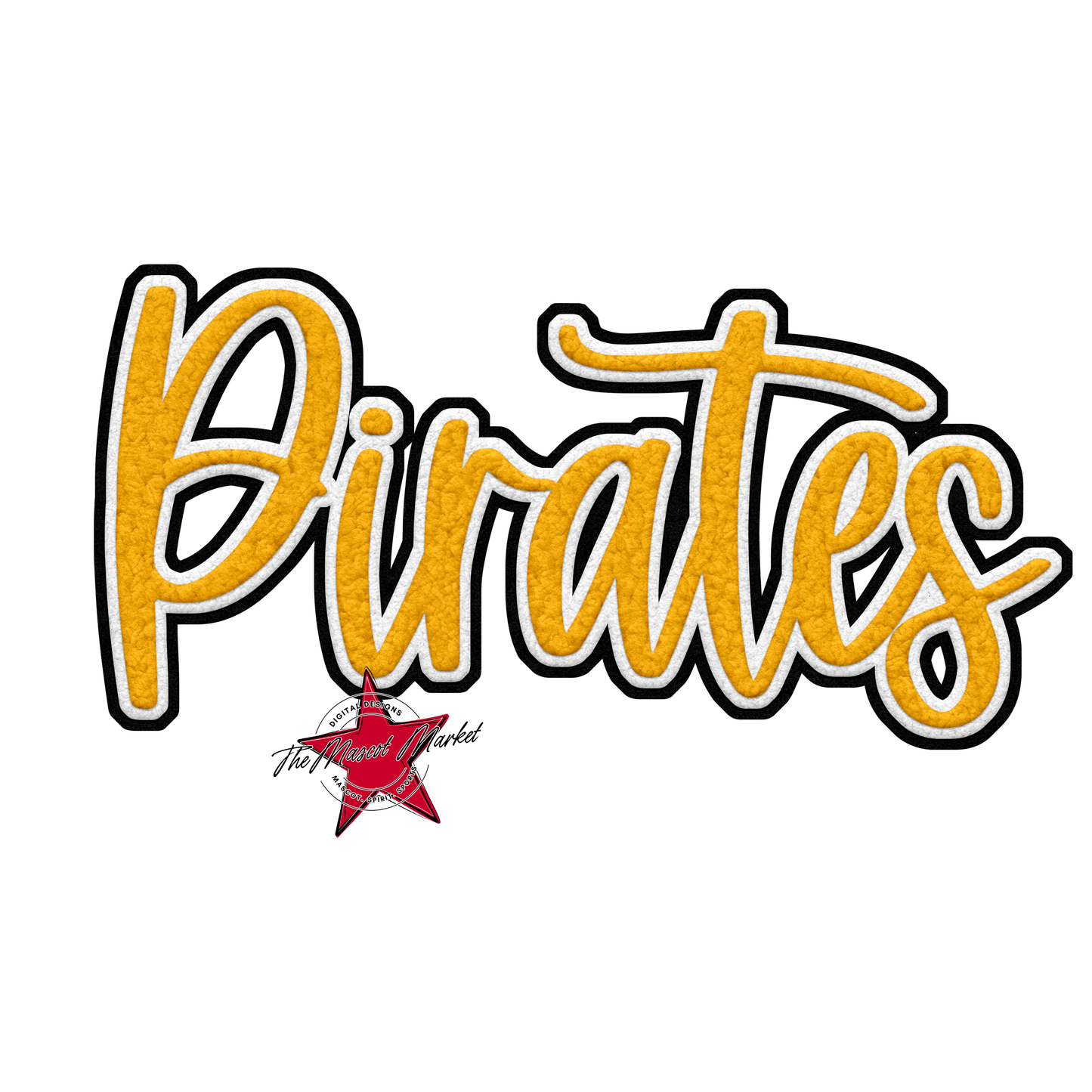 Pirates Faux Chenille Patch-Yellow