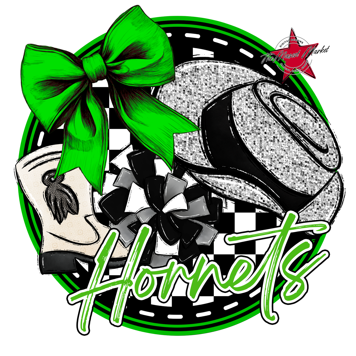 Hornets Circle Drillteam Design-Bright Green