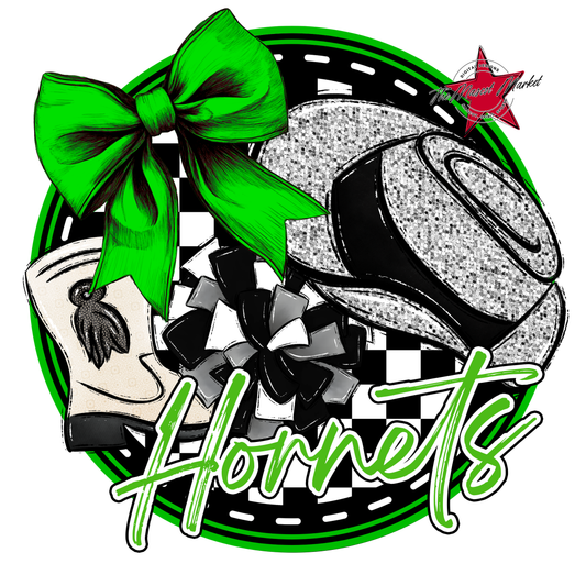 Hornets Circle Drillteam Design-Bright Green