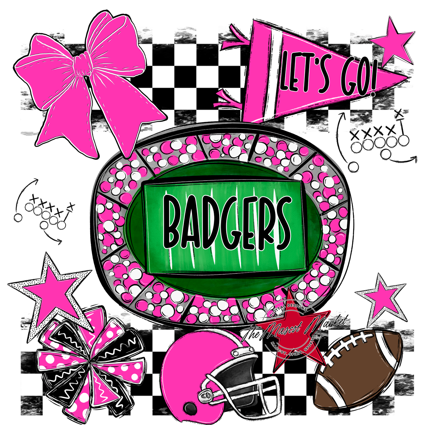 Badgers Checkers Spirit Design-Pink