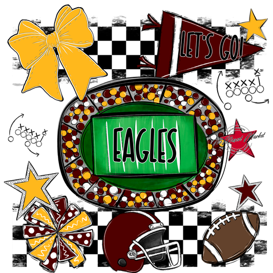 Eagles Checkers Spirit Design-Maroon-Yellow