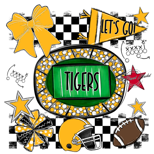 Tigers Checkers Spirit Design-Yellow