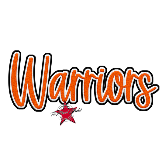 Warriors Faux Chenille Patch-Orange