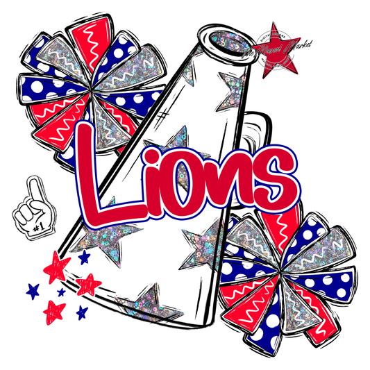 Lions Alpha Megaphone Design-Blue-Red