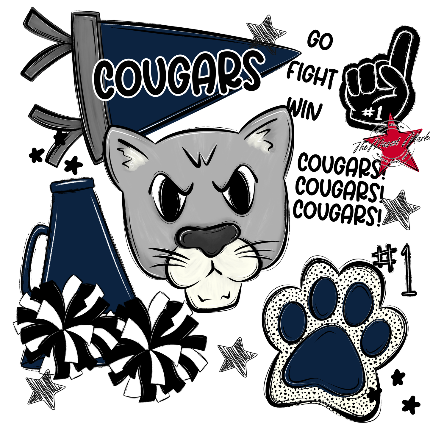 Cougars Spirit Design-Navy