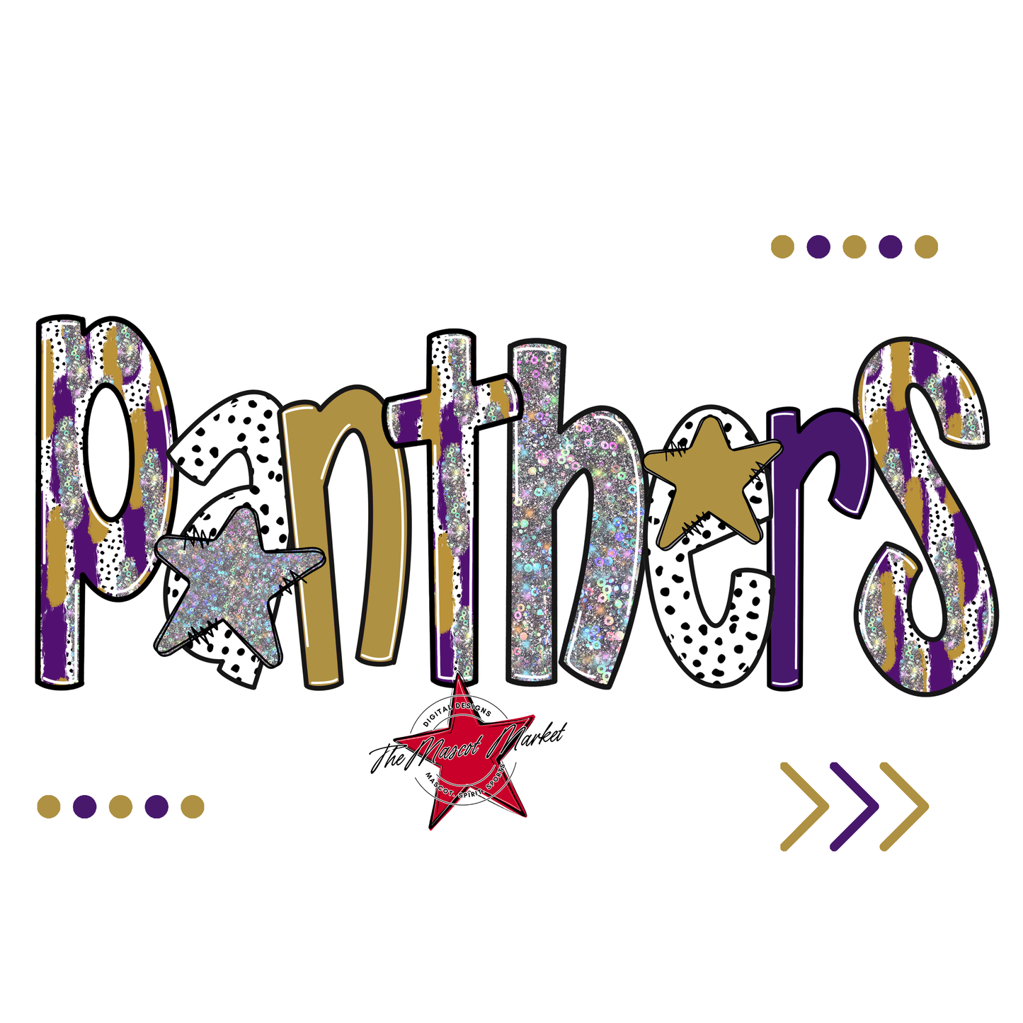 Panthers Brushstroke Alpha w Arrows-Purple-Gold