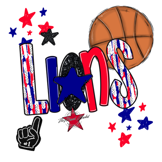 Lions Basketball Scrape-Blue-Red