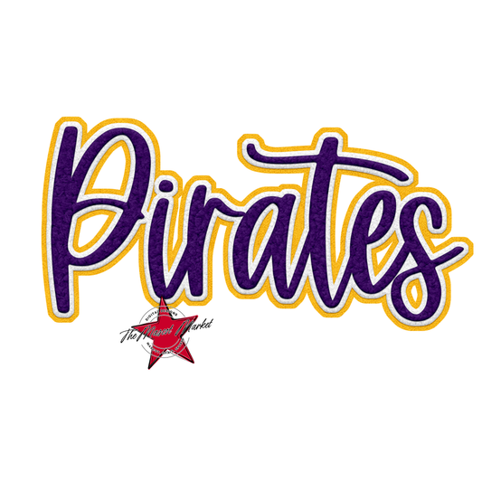 Pirates Faux Chenille Patch-Purple-Yellow