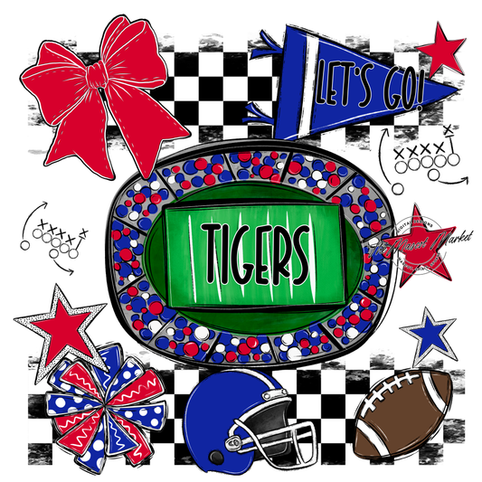 Tigers Checkers Spirit Design-Royal Blue-Red