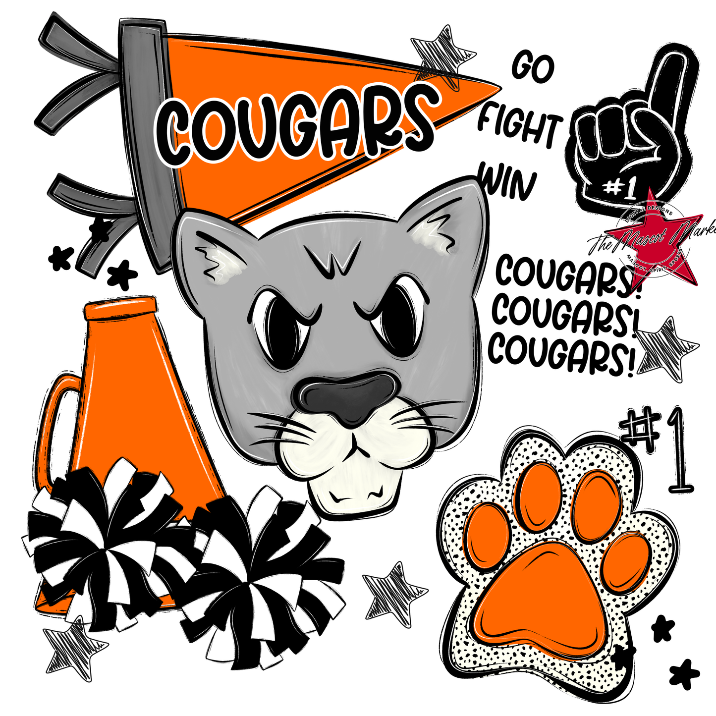Cougars Spirit Design-Orange