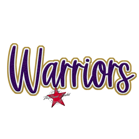 Warriors Faux Chenille Patch-Purple-Gold